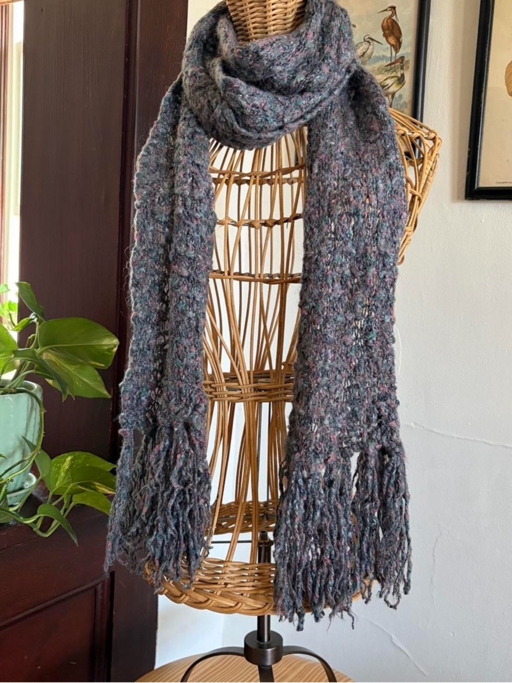 Vintage Handmade y2k Purple Fall Multicolor Knit Scarf